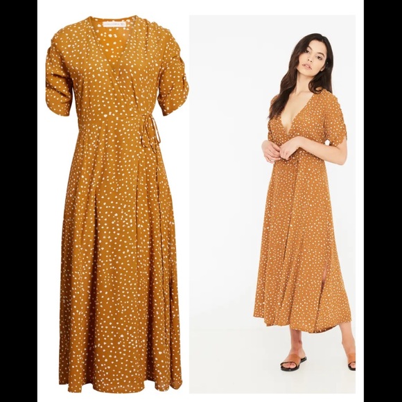 Faithfull the Brand chiara dot print mustard dress - Picture 3 of 13
